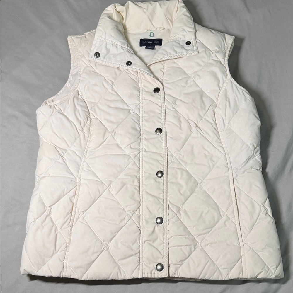 Lands' End Women's Cream Quilted Vest